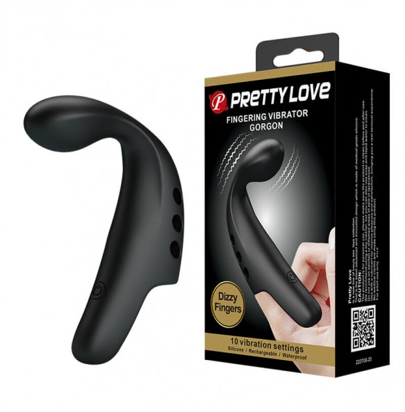 PRETTY LOVE - GORGON Finger Vibrator (Chargeable - Black)